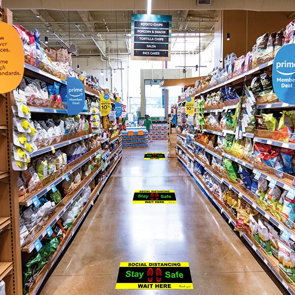 Waterproof Safety Isolation Distance Signs Sticker Social Distancing Floor Decal Foot Distance Anti-Slip Commercial Grade