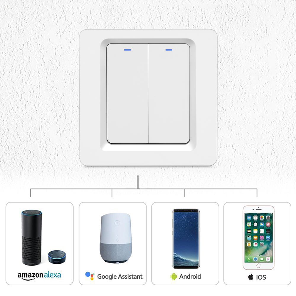 Tuya smart-wlan-schalter 220v 1/2/3 fach wandlichtschalter mit tastenunterstützung für smart-home-geräte wie alexa und google home
