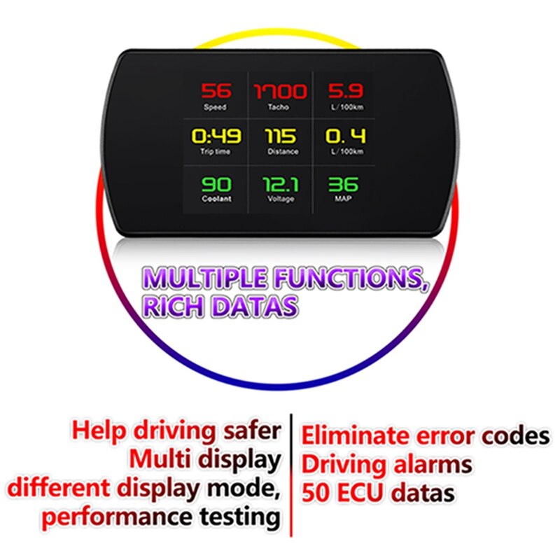 P12 HUD Car Head-Up Display OBD2 Speedometer Digital Car Computer Clear Error Code Overspeed Water Temp Warning Auto Electronics