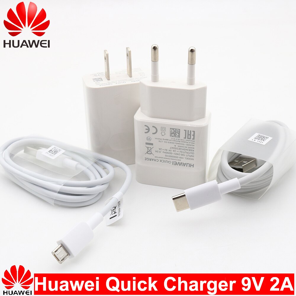 Huawei 9V2A caricabatterie rapido UK/EU/US QC2.0 adattatore per ricarica rapida rapida tipo C/cavo Micro USB per Mate 7 8 10Lite P8 9 10Lite Honor 8