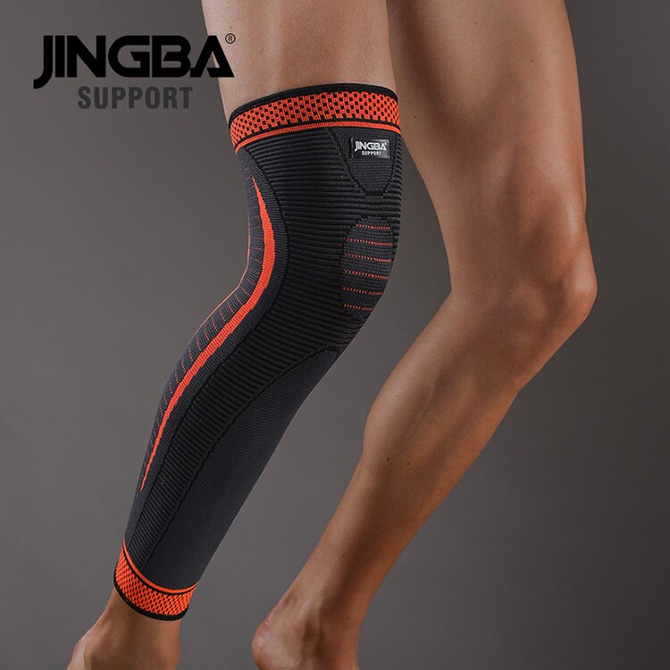 JINGBA SUPPORT Sports protective gear 1PCS Nylon basketball knee protector +wristband Support+ankle support+Elbow pads+hand guar: Orange Long knee pad