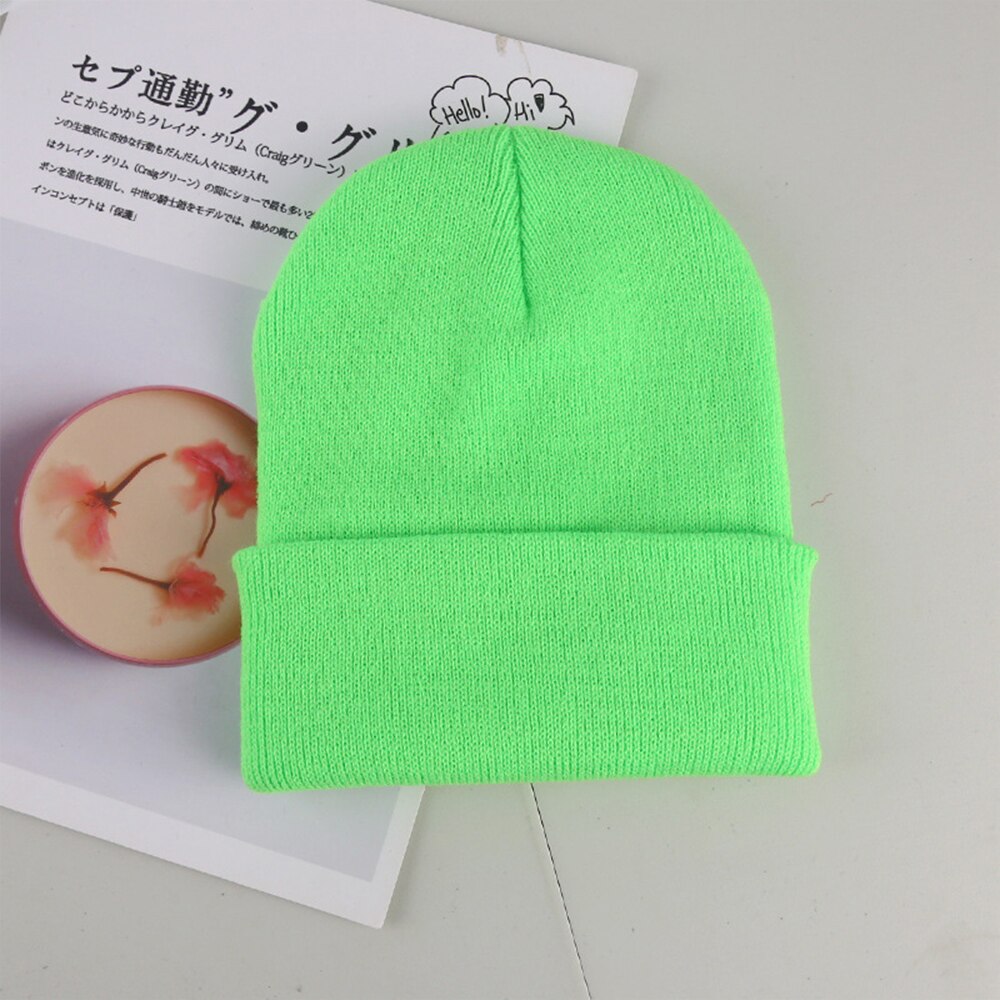 Winter Hats for Woman Beanies Knitted Solid Cute Hat Girl Autumn Beanie Caps Warmer Bonnet Ladies Casual Cap Outdoor Running: green