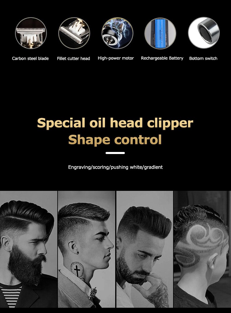 Mænds hårtrimmer elektrisk hårklipper t-blad skægtrimmer hårskæring haircut maskinstyling barberingsværktøjssæt