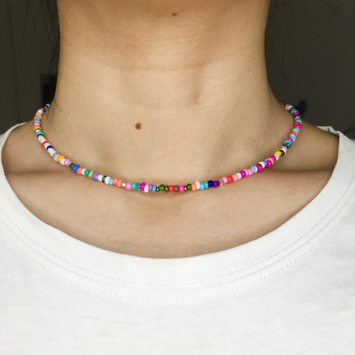 Bunte Perlen Halsband Halskette Für Schönheit Sommer Strand Perlen Halskette Für Frauen Mädchen Schmuck