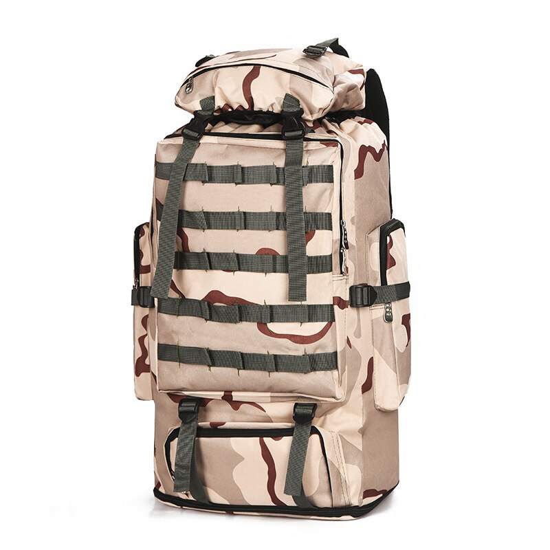 Bolsos de viaje para hombre, 75L, gran capacidad, mochila de nailon camuflada, equipaje portátil, mochila de uso diario, Bolsa de equipaje multifunción: sand camouflage