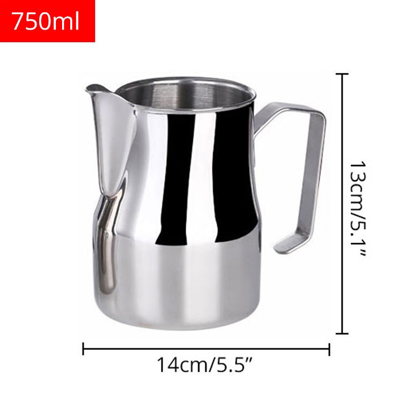 350-750ml Milk Frothing Pitcher, Stainless Steel Milk Jugs With Rounded Spout Kitchen tool coffee milk froth pot: 750ml