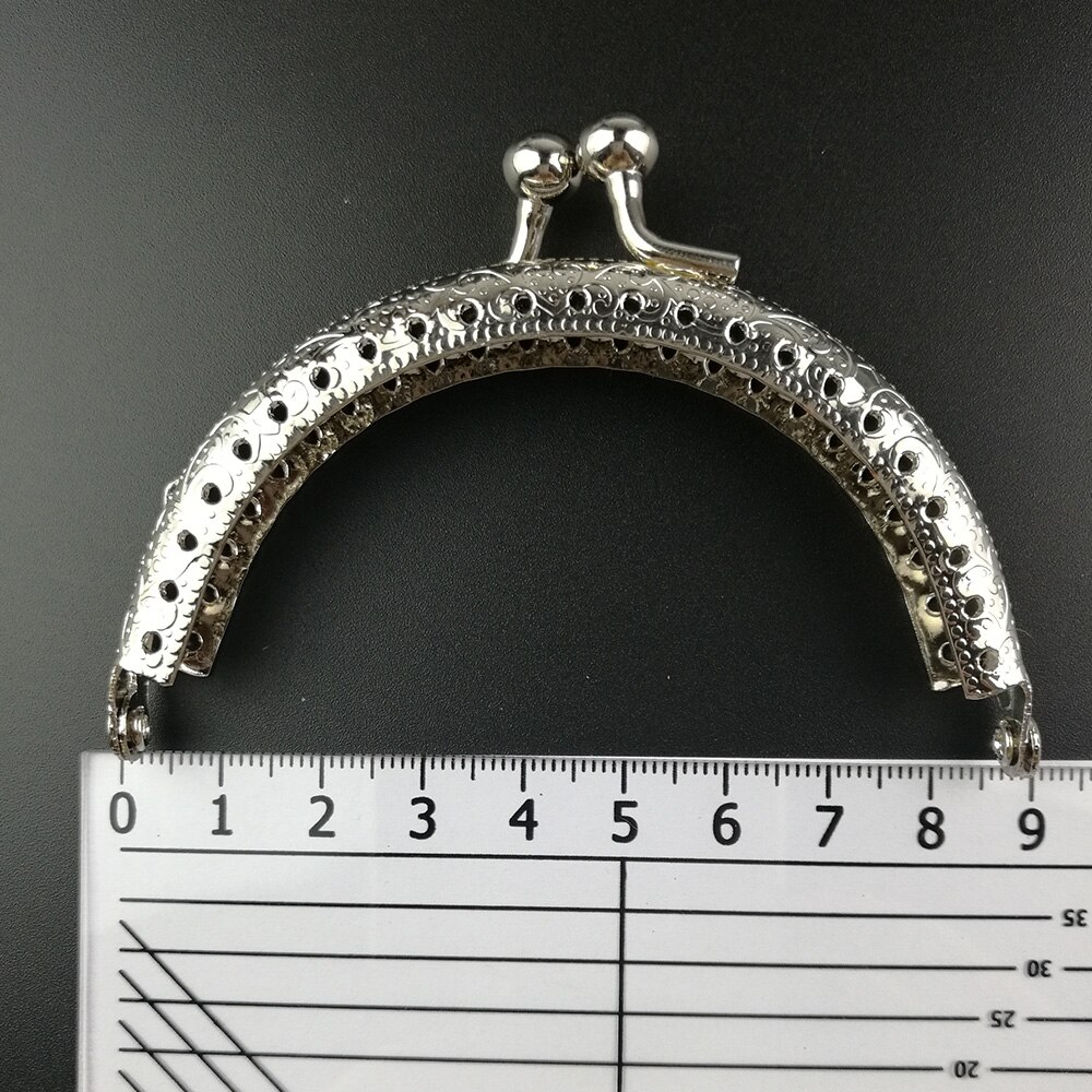 20PCS Smooth Coin Purse Frames 8.5cm Silver Purse Metal Frame Kiss Clasp DIY Sew Bags Clutch Accessories Sewing Handbag Handle