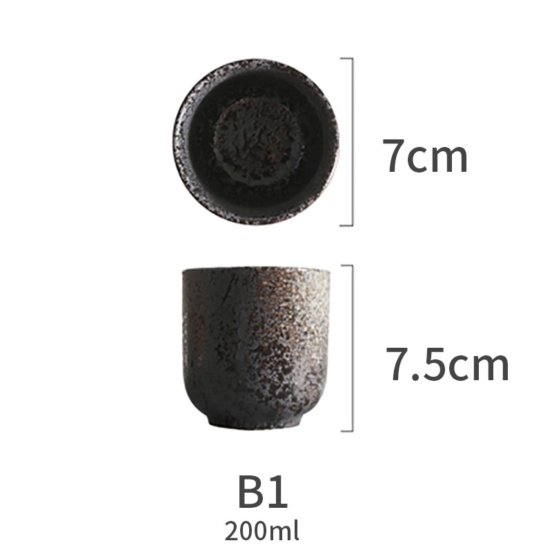 150ml 200ml japansk stil tekopp kaffe kopp vann kopp steintøy keramisk håndmalt kungfu tekopp matte drikkevarer: B -1-200ml