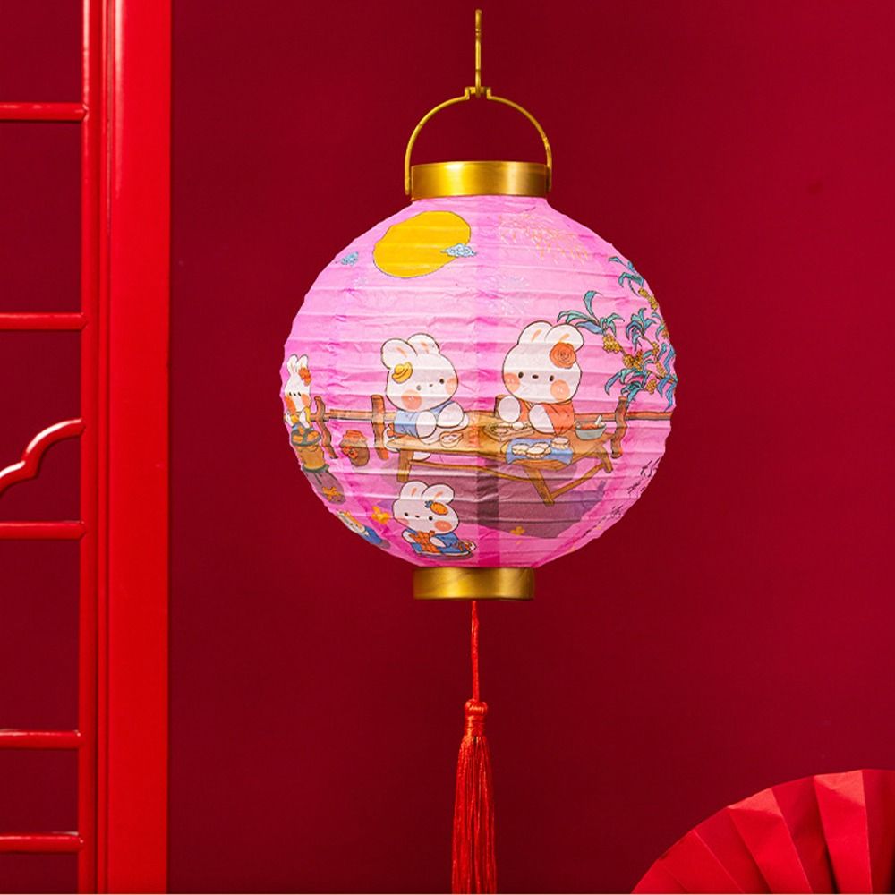 Chinese Style Chinese Style Lantern Cute Rabbit Traditional Festival Festival Antique Lantern Hanging Good Luck: light green