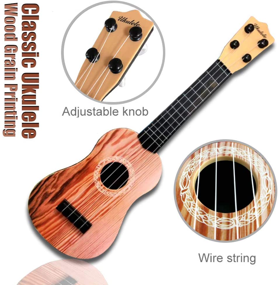 Mini ukulele leksaksgitarr för småbarn, musikaliska ukuleler med plockningar och noter för barn, nybörjare musikinstrument för barn