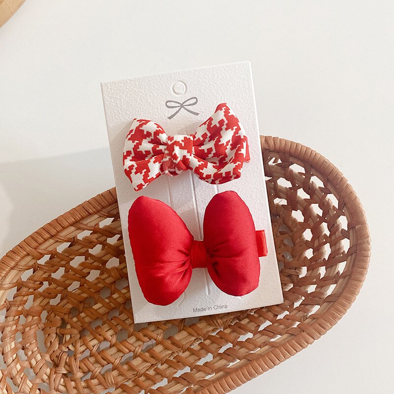 2 Stck/einstellen 2022 Baby Mädchen Haarnadeln Kawaii rot Bogen Blume Haar Clips Haar Zubehör Pro Kinder Kinder Barrettes Headwear: 2Stck 4