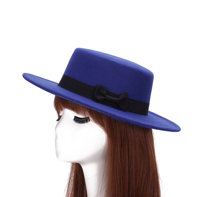 Säsongsbetonad trend rak rak topp hatt prinsessahatt filthatt retro herre hattar dam mössor: Blå