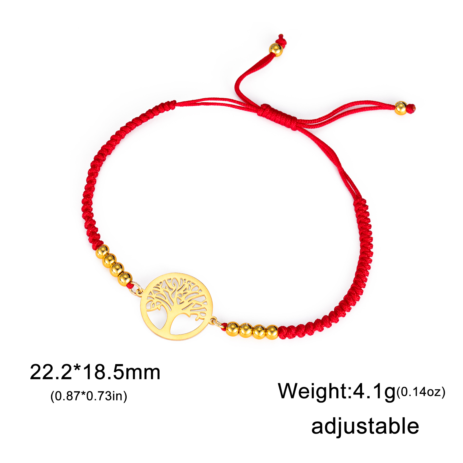 Pulseiras de aço inoxidável para mulheres, pingente life tree, joia clássica, moda, presentes de festa de casamento oco: Vermelho
