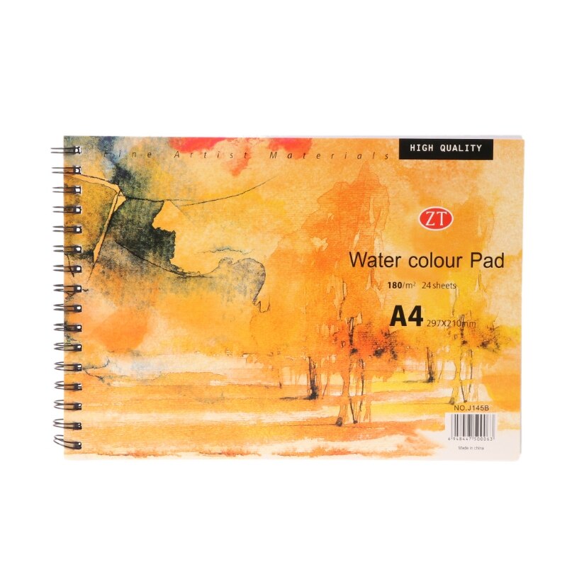A4 Watercolor Paper Art Artist Sketchbook Sketch Pad Drawing Painting 24 Sheet Support