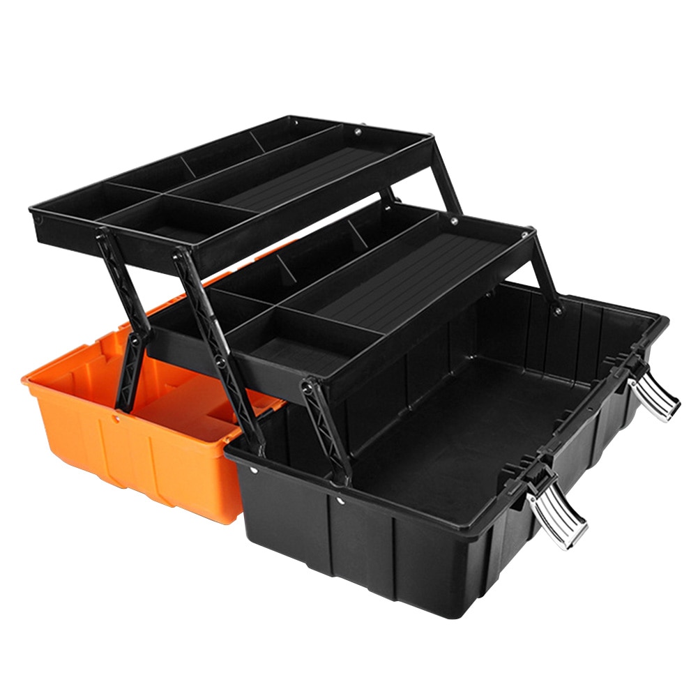 17 tommer foldbar værktøjskasse opbevaringsetui organisator multifunktion robust husholdnings håndværk bærbar tre lag reparation holdbar