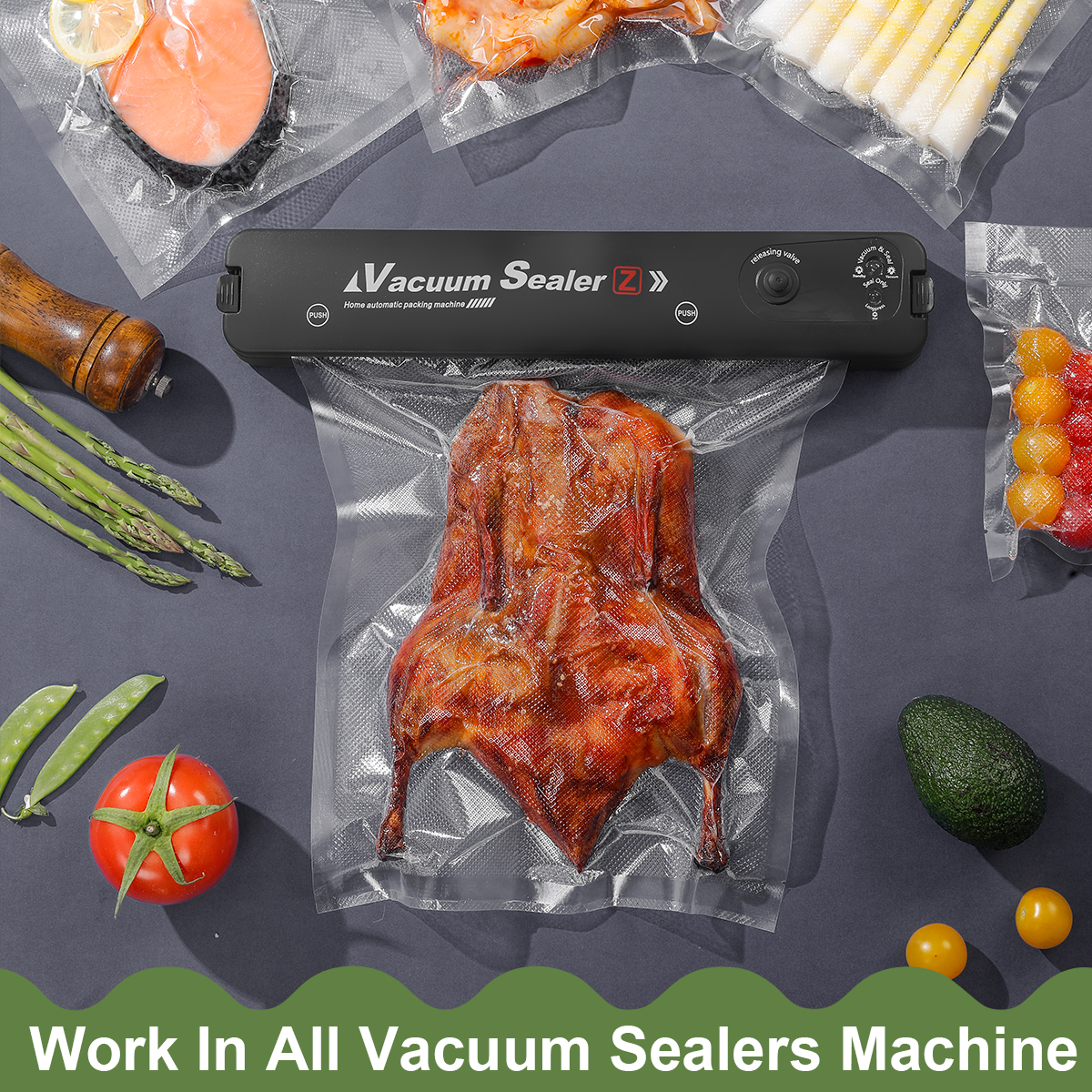 Bolsas de vacío de cocina para sellador al vacío de alimentos, máquina de embalaje, bolsa de almacenamiento de alimentos, accesorios de cocina sin BPA, 100 unids/lote