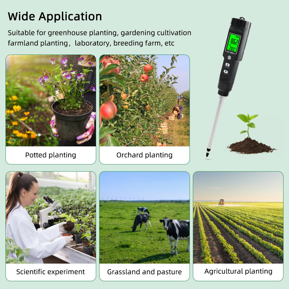 Yieryi-probador de tierra EC/TEMP, 0,00-10,00 MS/s, medidor Digital de mano para jardín, herramientas de prueba de suelo, plantas en maceta, jardinería y agricultura,