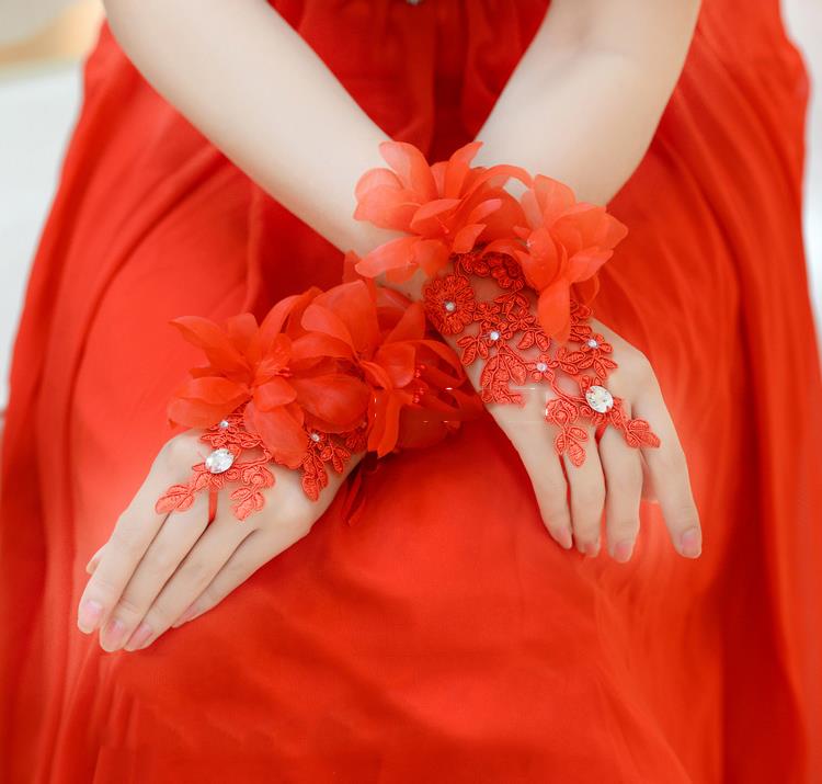 Kid vita röda handskar flower girl handskar långa handskar flicka dansdräkt handskar 8-12 år gammal