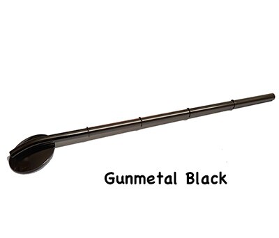 Roestvrij Staal Bamboe Vorm Lepel Rietjes met Stirrer Reinigingsborstel, Rietjes Drinken Metalen Rietjes: Gunmetal Black