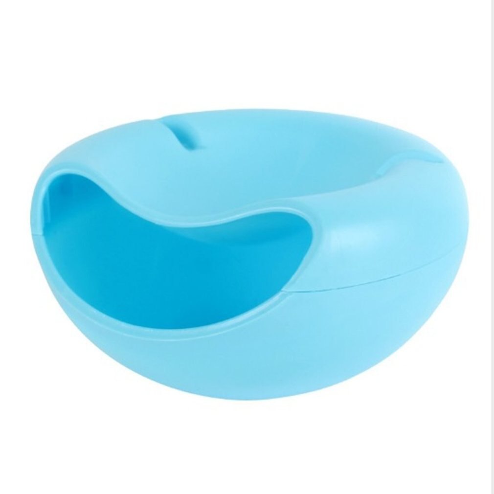 Plastique Double couche fruits secs Melon graines noix conteneurs collations stockage support de la boîte plat organisateur avec support de téléphone portable: Blue