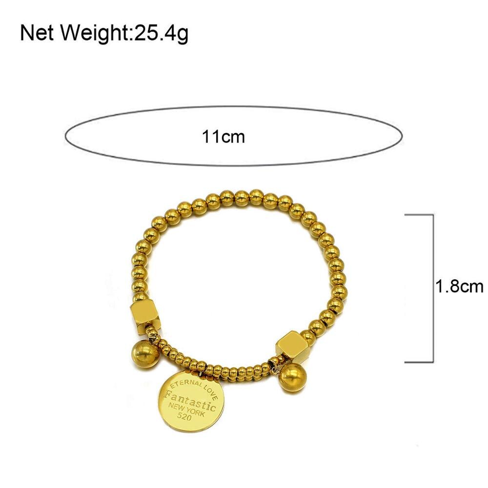 Flashbuy única de grueso pulseras de cadena cuadrado colgante de cuentas de acero inoxidable pulsera para mujer brazalete de joyería