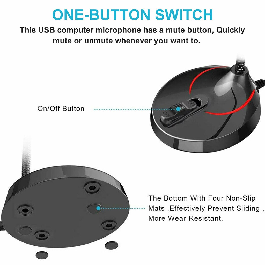 PC Microphone USB Computer Condenser Gaming Mic Plug & Play with Stand Holder Home Studio USB Computer Microphone Speakers