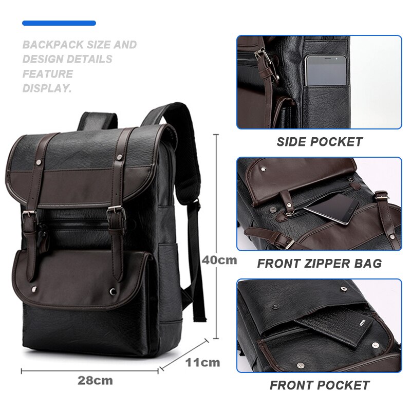 Mochila De Cuero Vintage para hombre, bolso para portátil, 15,6 pulgadas, para Notebook, mochilas de cuero, mochilas escolares, Mochila de viaje informal