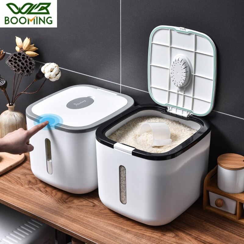 WBBOOMING 12kg Rice Storage Box Pet Dog Food Storage Container Plastic Sealed Rice Bucket Moisture-proof Mildew Anti-Oxidation