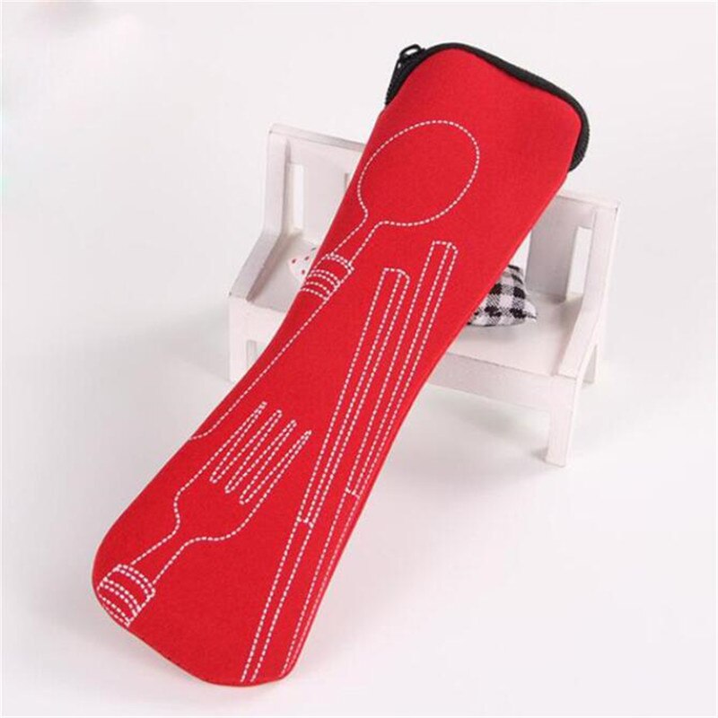 Draagbare Servies Zak Bestek Zak Diner Set Reizen Verpakking Opbergdoos Servies Picknick Vork Lepel Zak Zonder Servies: Rood