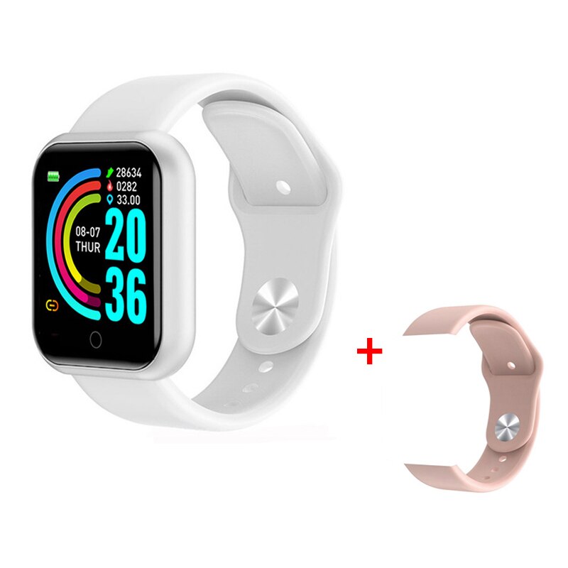 D20Profi Bluetooth Clever Uhr Y68 Fitness Tracker Armbinde Schrittzähler Wasserdicht Armbinde Herz Bewertung Blutdruck SmartBand: Weiß Rosa