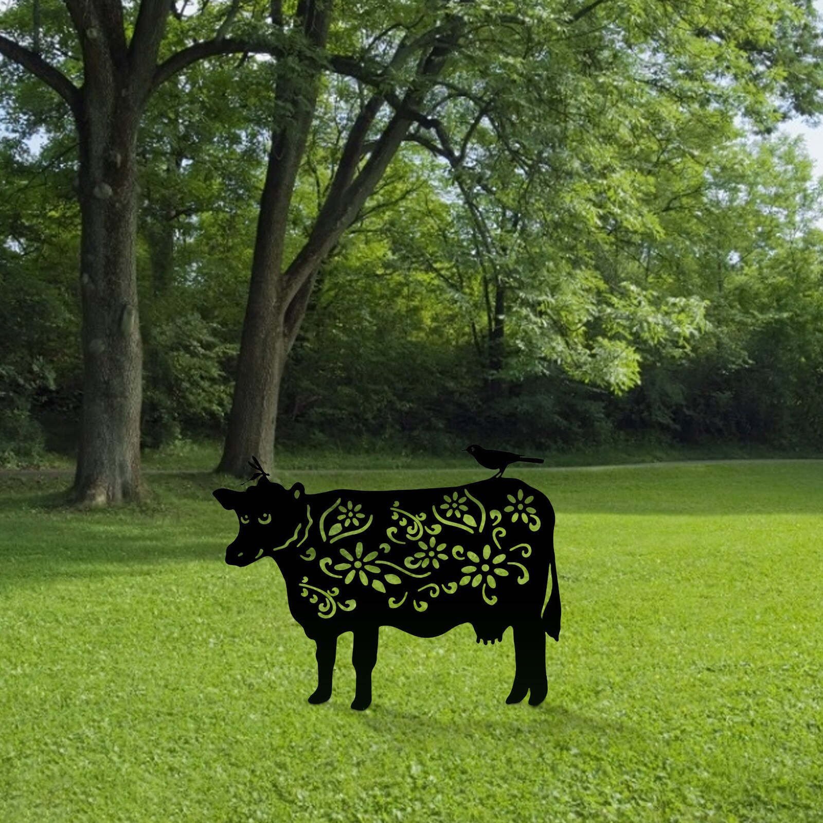 Cattle Garden Decoration Cattle Yard Art Decoration For Garden Backyard Lawn Stakes Plastic Hen Yard Decor Acrylic Crafts