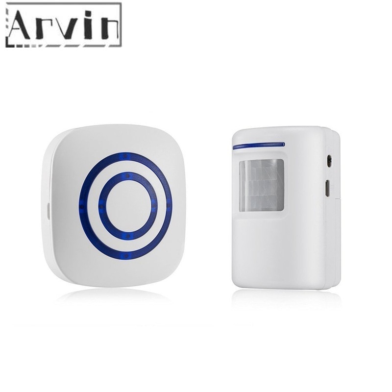 Door Chime,Wireless Business Door Motion Sensor Detector Smart Visitor doorbell Home Security Driveway Alarm with 1 Plug-in Rece