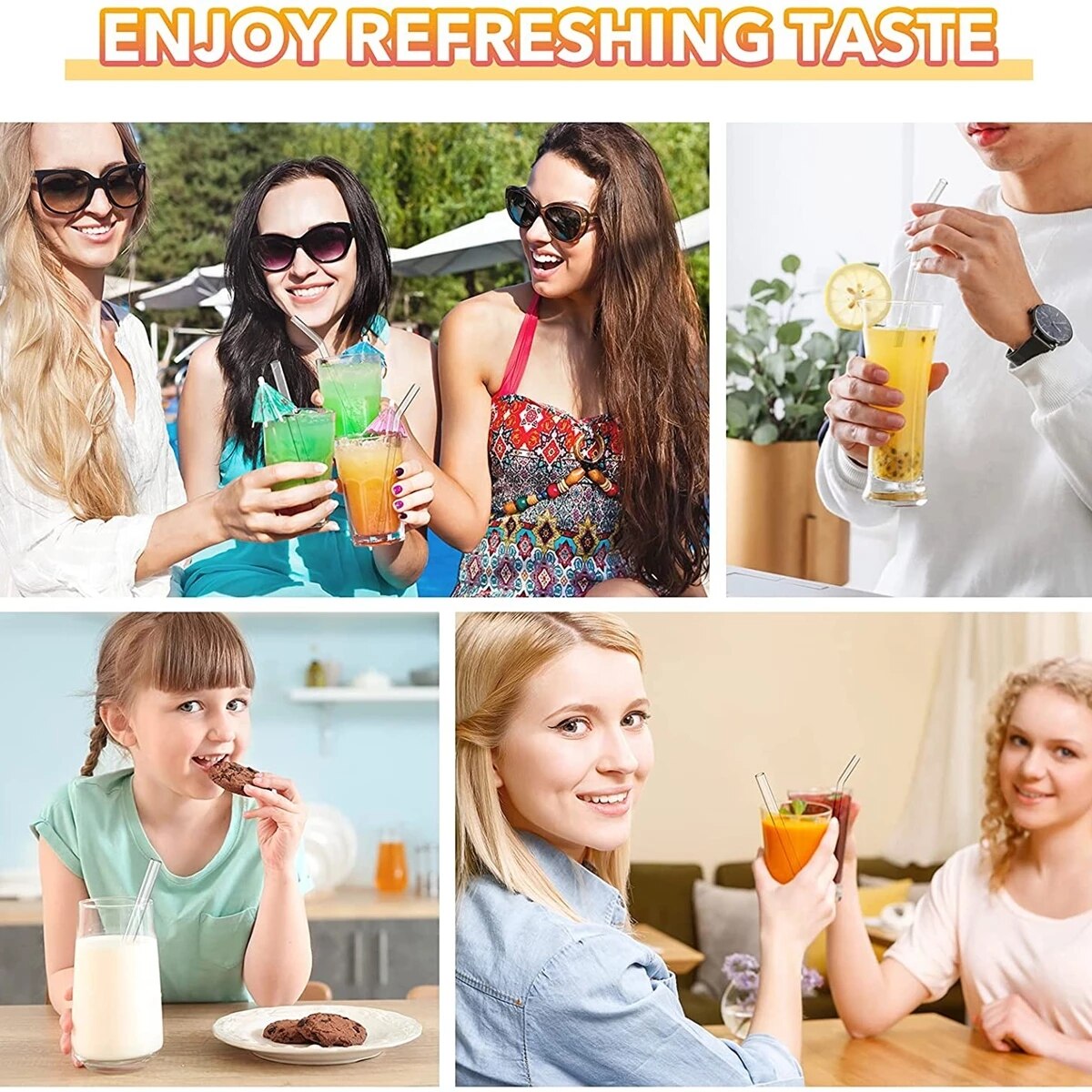 4 Stuks Rechte Glazen Rietjes Herbruikbare Clear Rietjes 12Mm Breed Smoothie Rietjes Voor Boba Bubble Tea Milkshakes Rietje