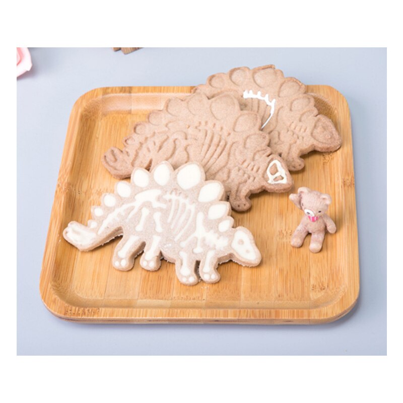 3Pcs Dinosaurus Cookies Cutter Mold 3D Dinosaurus Biscuit Embossing Mould Sugarcraft Dessert Bakken Siliconen Mal Cake Decor Tool