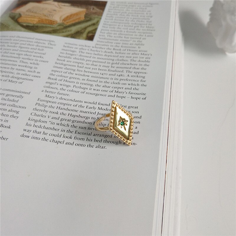INZATT Reine 925 Sterling Silber Minimalis Geometrische Raute Durchbrochene Ring Edlen Schmuck Für Frauen Party Punk Zubehör
