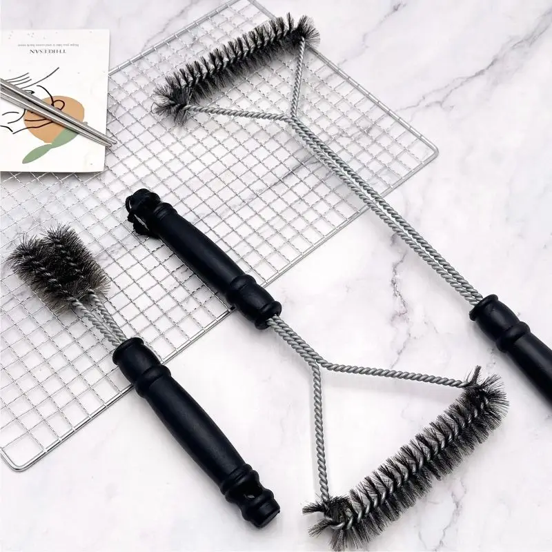 Outdoor BBQ Cleaning Brush Steel Wire Grill Cleaner Tool for Barbecue Grill Oven Mesh Cleaning Brush Kitchen Home Goods