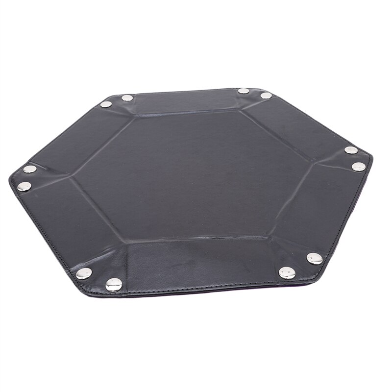 Hexagonal Foldable Pu Velvet Dice Tray Foldable Pu Tray Desktop Folding Storage Tray Dice Game Storage Portable Rolling Tray