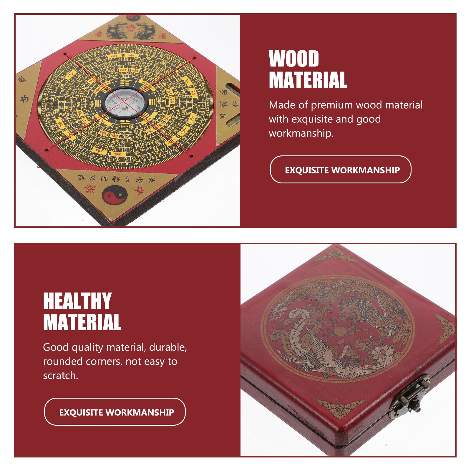 Compass Wood Geomantic Compass Luo Pan Chinese Wood Compass for Home