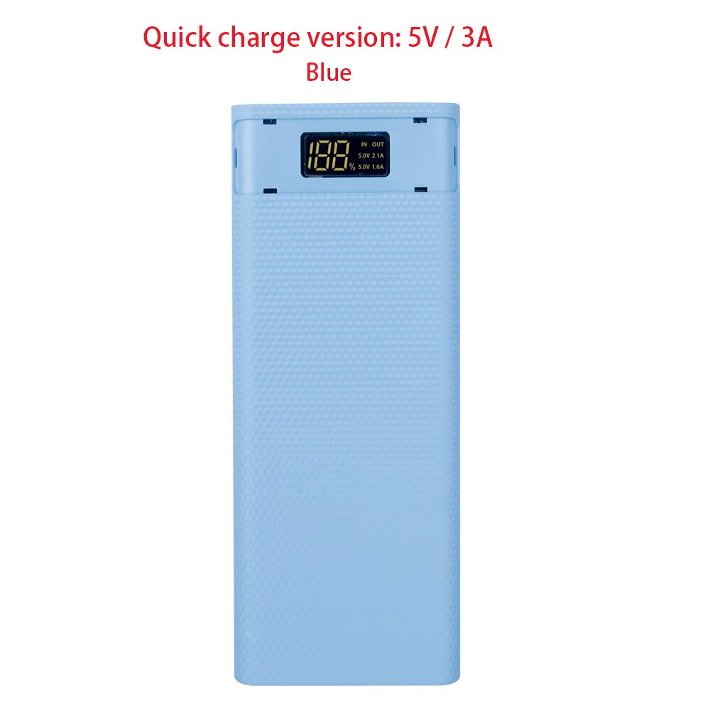 Kebidu Dual Usb Micro Usb Type C Quick Charge Power Bank Shell 5V Diy 8*18650 Case Batterij lading Opbergdoos Zonder Batterij: Blue 5V 3A