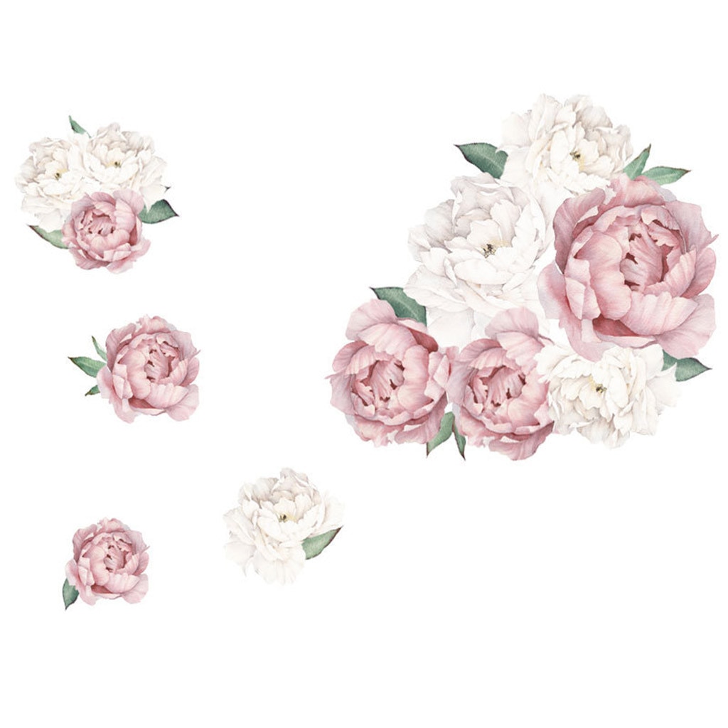 Autocollant Mural 3D fleur pivoine Style chinois | 1 pièce, autocollant Mural fleur pour salon chambre à coucher, autocollant de décoration murale maison # BL5
