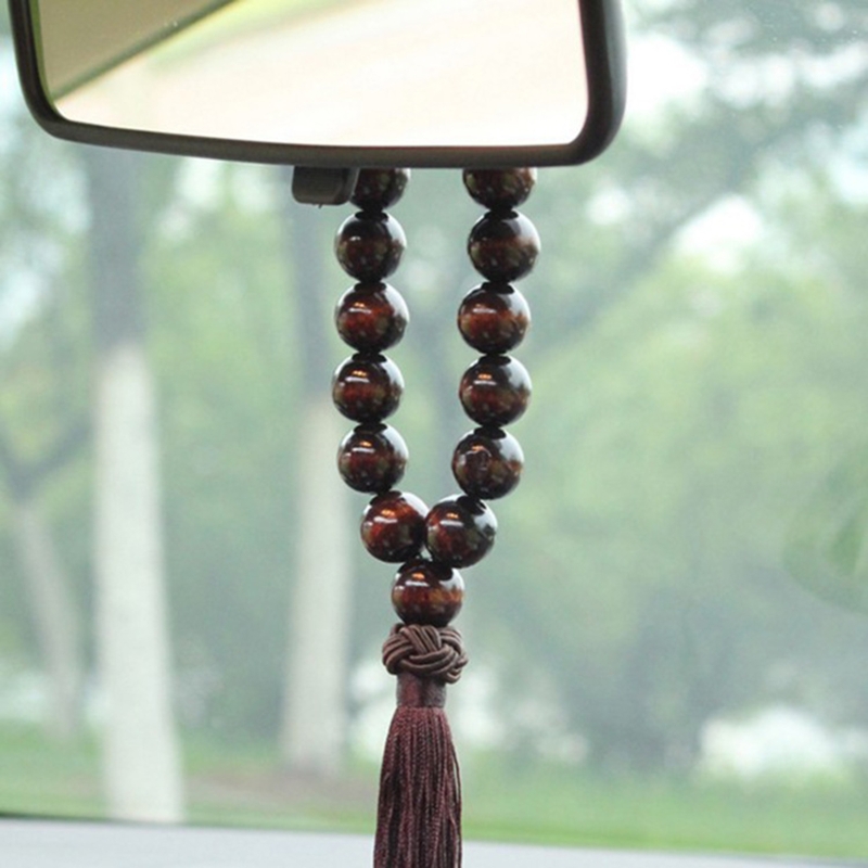Houten Kralen Auto Hanger Decor Opknoping Ornament Bedels Achteruitkijkspiegel Gezegende Rozenkrans Boeddha Kralen Voor Vrede
