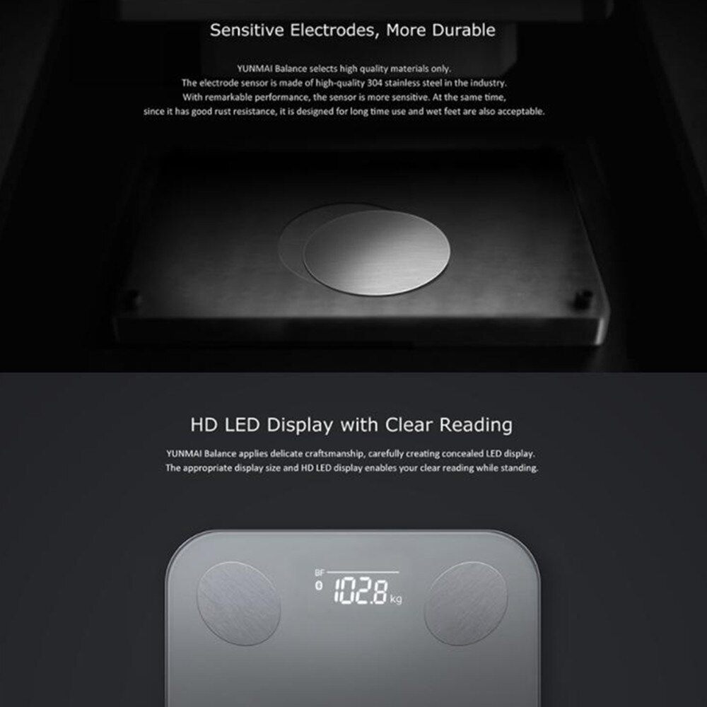Xiaomi YUNMAI mini 2 tenere sotto controllo per il grasso corporeo bilancia bilancia intelligente per il grasso corporeo analisi dei dati intelligente controllo APP pesatura digitale
