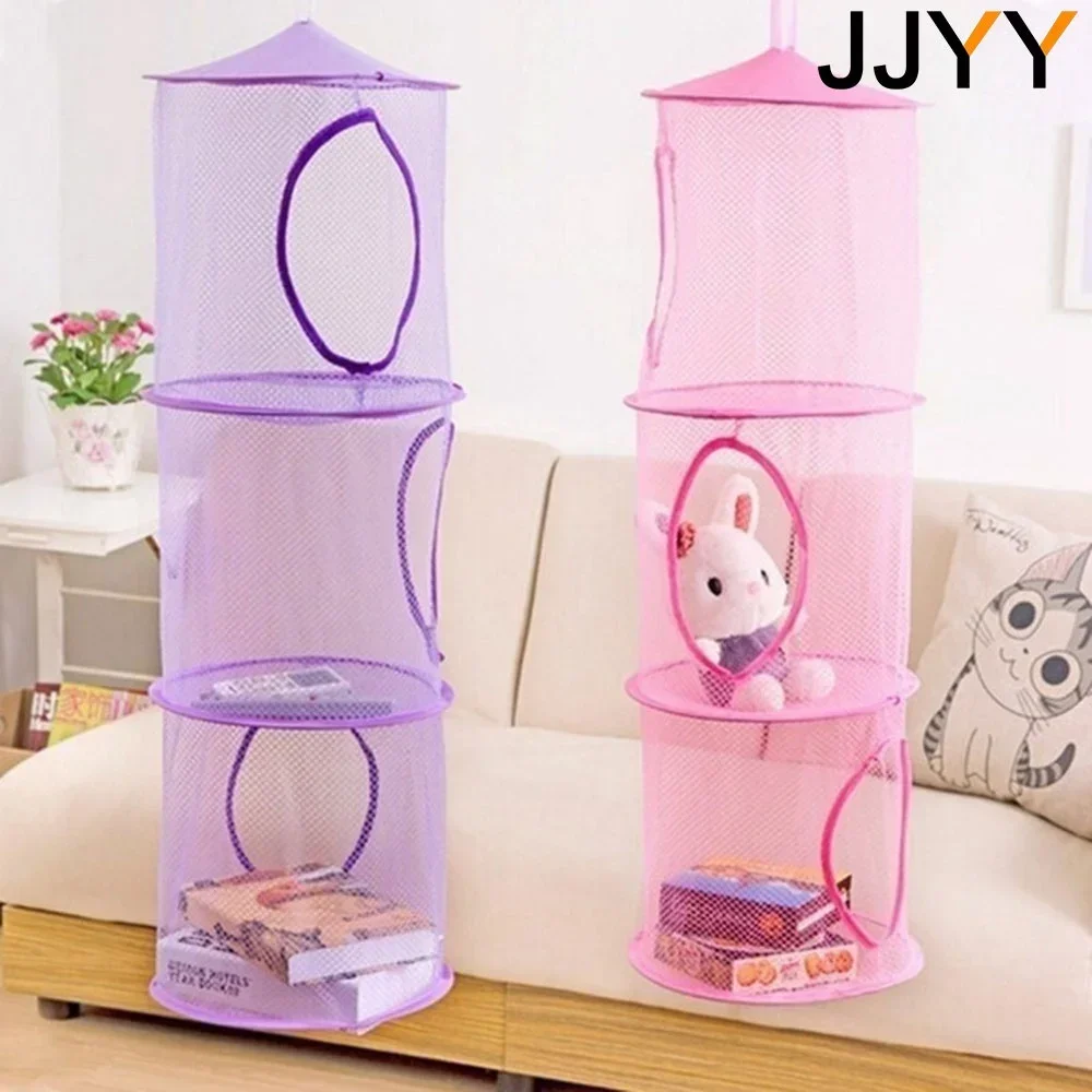 Organizador de almacenamiento cilíndrico multicapa, bolsa colgante, armario de pared, cesta de juguetes y ropa para niños, soluciones de almacenamiento en el hogar