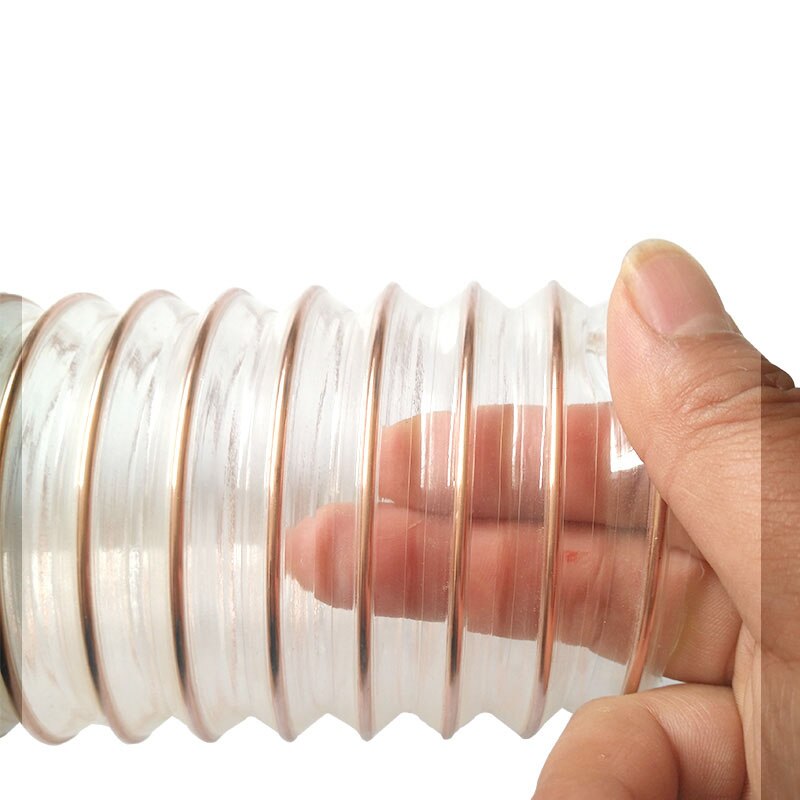 Tube en polyuréthane avec fil en acier inoxydable, conduit d'air industriel Transparent pour échappement d'air, diamètre intérieur de 1M 25-50mm