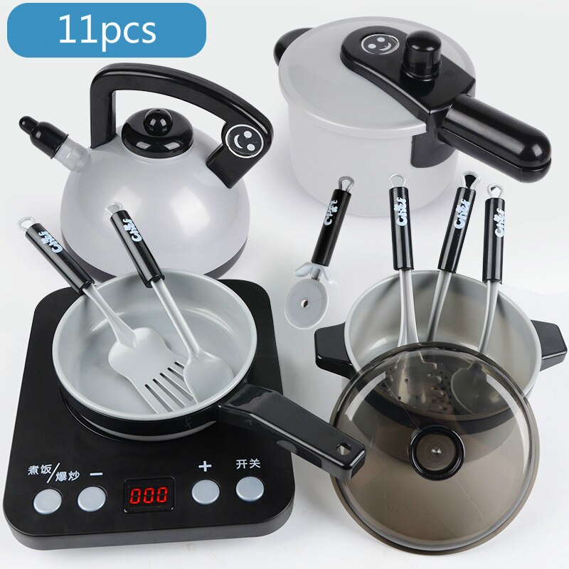 Cucina per bambini Suono e Luce Giocattolo Impostato Grande Cucina di Simulazione Mini Cibo Utensili Da Cucina Pentolame E Utensili Per Cucinare Cucina Giocattolo Regali per le Ragazze: 11pcs