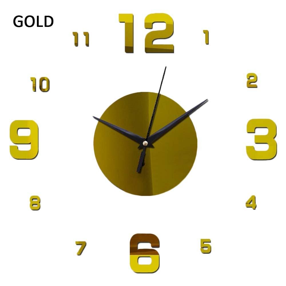 digital veggklokke klistremerke speil veggklokke diy hjemmeinnredning avtakbar selvklebende soverom akryl kvarts horloge 3 farge