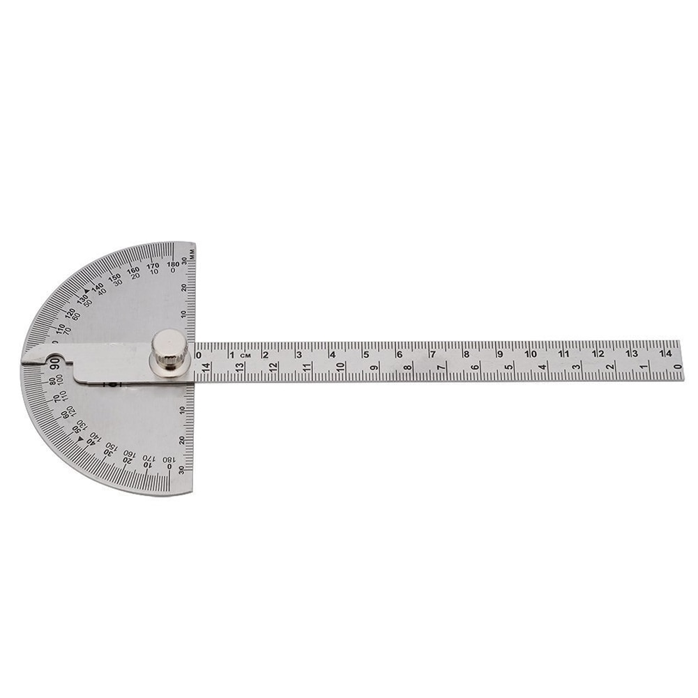 14.5cm 180 Degree Adjustable Protractor multifunction stainless steel roundhead angle ruler mathematics measuring tool Nice
