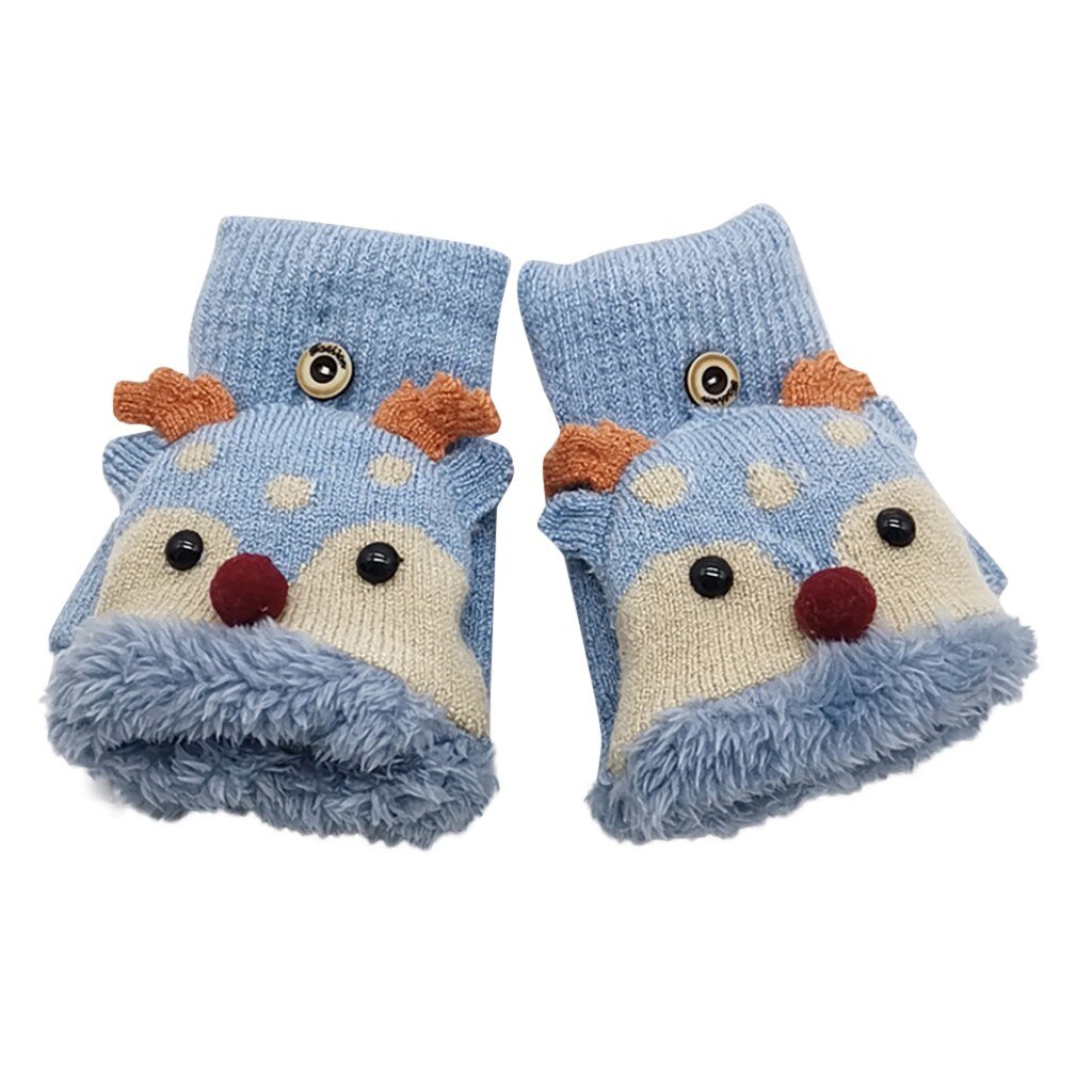 25#  kinder winter kerst handschoenen halve vinger gewei converteerbare flip top handschoenen zonder vingers handschoenen