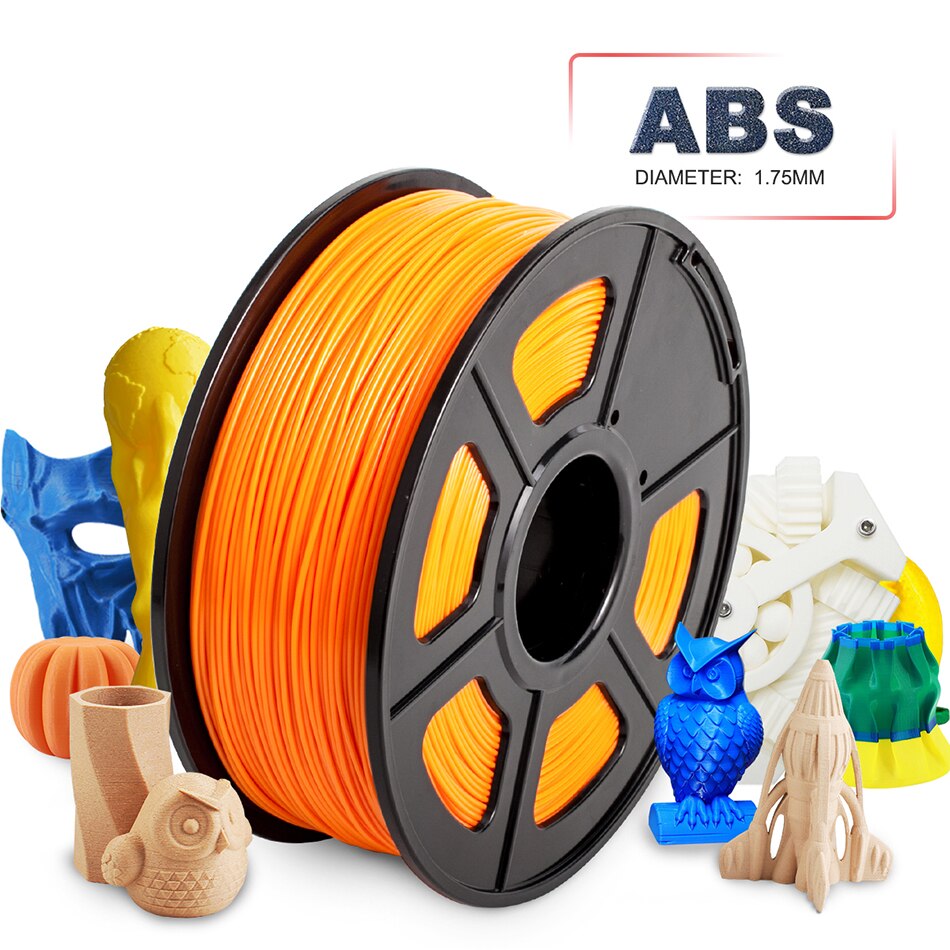 SUNLU 1.75 ABS 3D włókno robić drukarki 3D plastikowe włókno ABS 1KG z szpulą Industy 3 D materiały robić drukowania: ABS-pomarańczowy