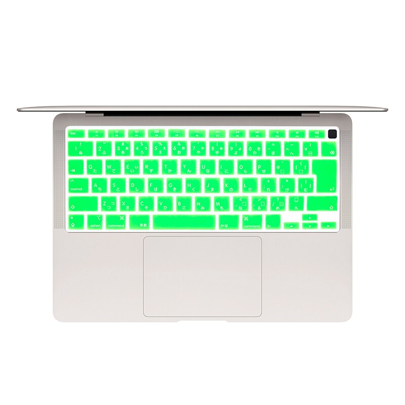 HRH japoński język silikonowa klawiatura skóry pokrywa Protector dla MacBook najnowszy Air 13 Touch ID A2179 (wydanie 2020) wersja JP: Green